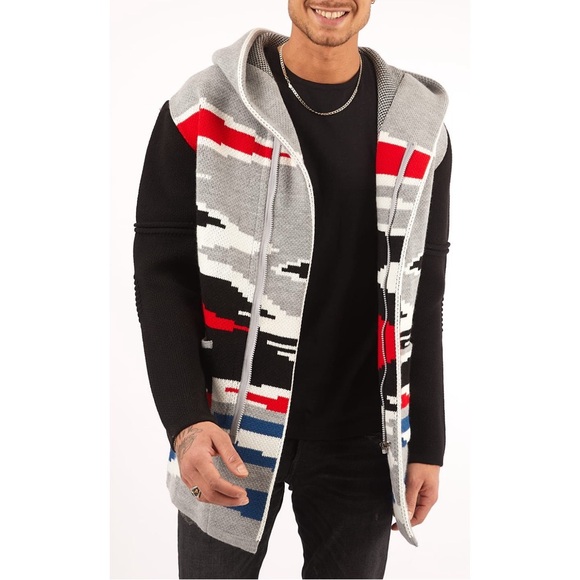 One In A Million Men’s Cardigan Zip Up Jacket Aztec Gray Multicolor XL - Picture 1 of 6